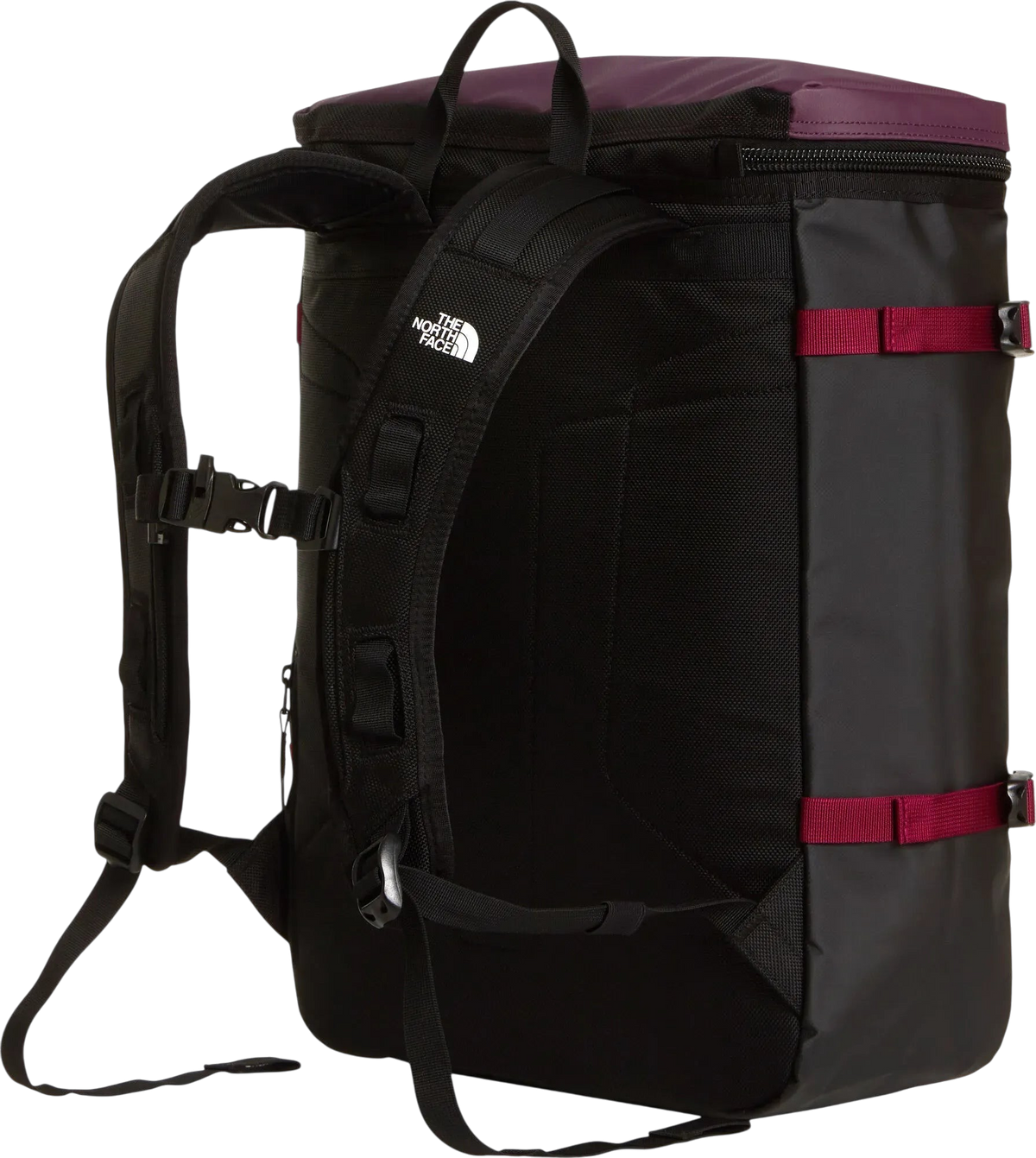 Zaino Blaze Shop The North Face Base Camp Fuse Box nero e bordeaux con spallacci imbottiti e cinghie di compressione