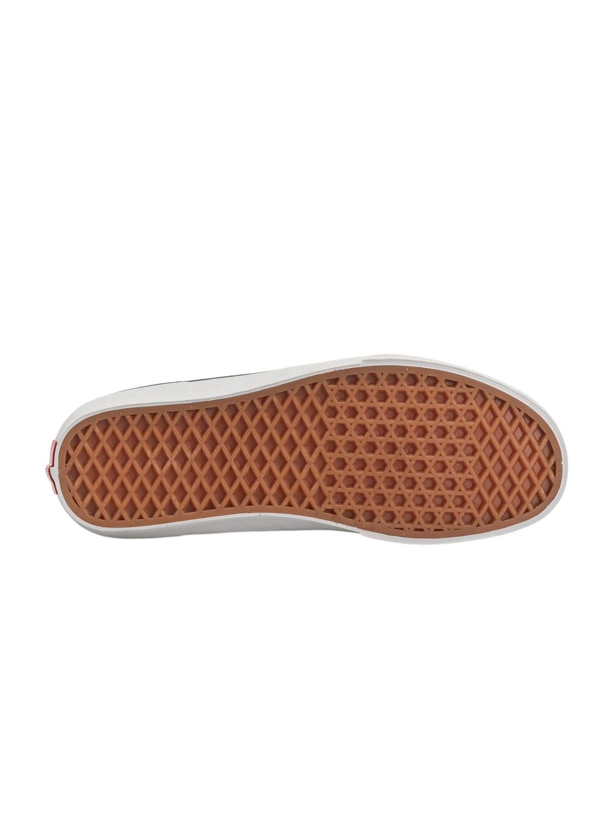 Suola waffle in gomma marrone delle sneakers Blaze Shop Vans Half Cab Decon, vista dal basso per grip e trazione.