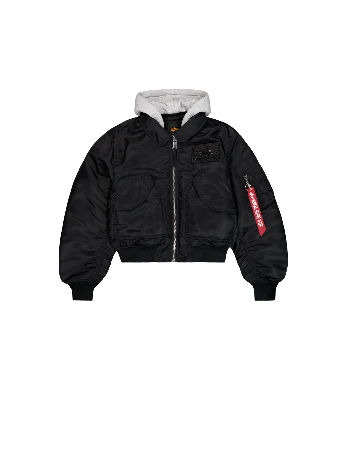 ALPHA INDUSTRIES CWU-45/P Hooded Bomber Jacket Women BLACK