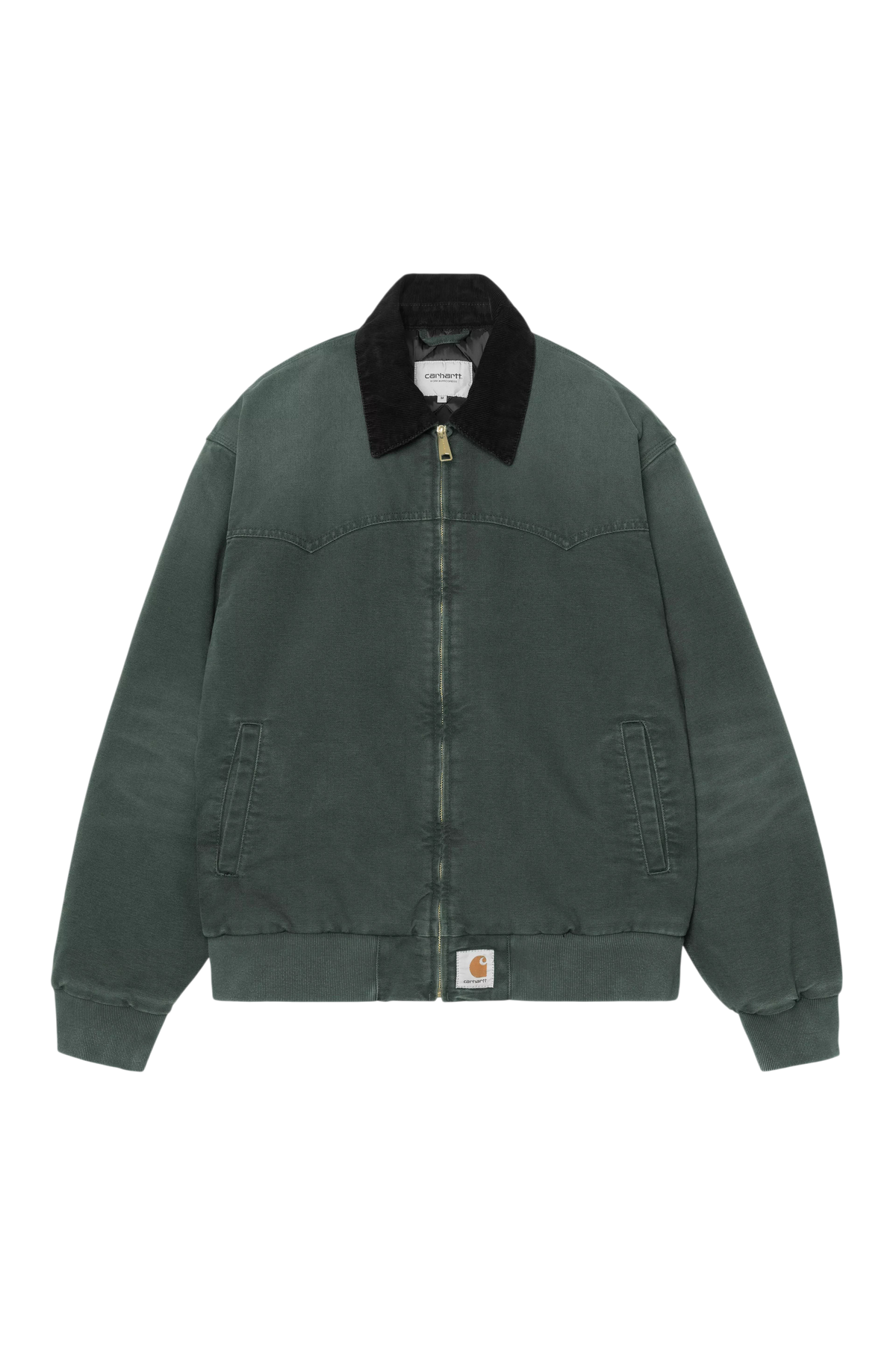 Giacca Blaze Shop Carhartt WIP OG Santa Fe in tela di cotone verde scuro con colletto in velluto a coste nero