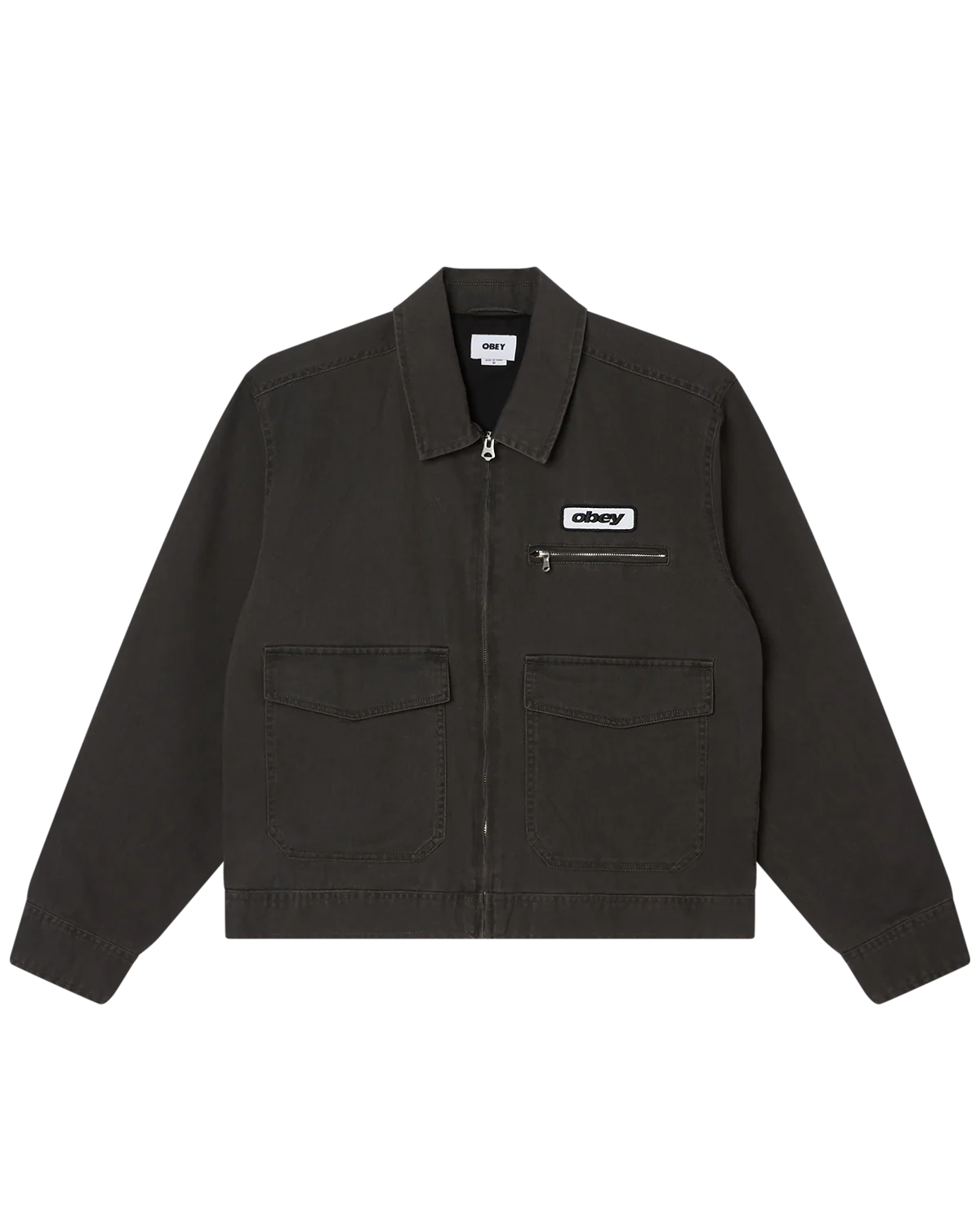 OBEY Walter Work Jacket Black Faded Wash