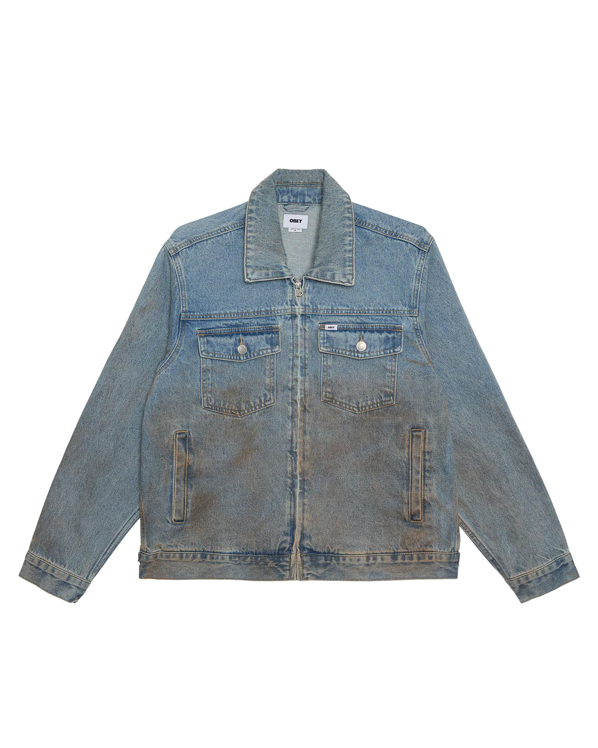 OBEY Base Trucker Jacket Heavy Vintage Light Indigo