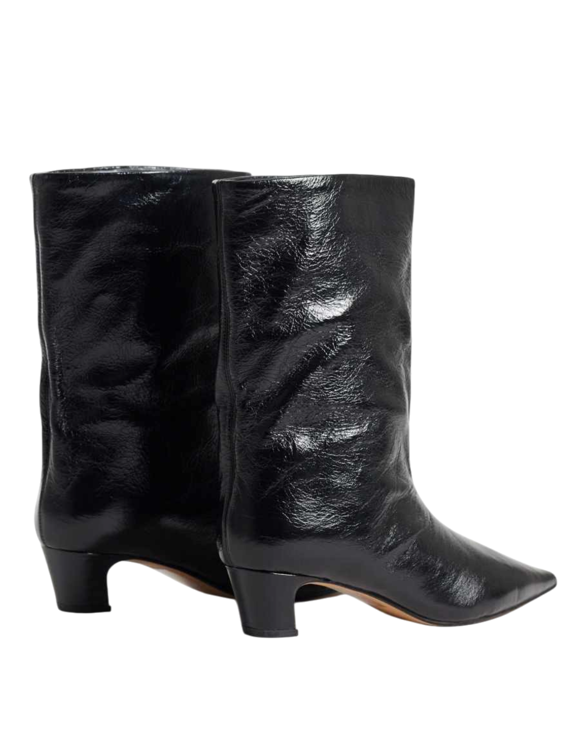 Stivaletti Blaze Shop Steve Madden Lytton in pelle nera con finitura increspata e tacco basso kitten heel