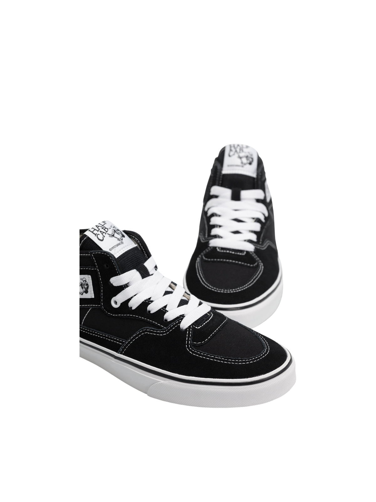 Sneakers Blaze Shop Vans Half Cab Decon in suede e canvas nero con lacci bianchi e suola waffle in gomma