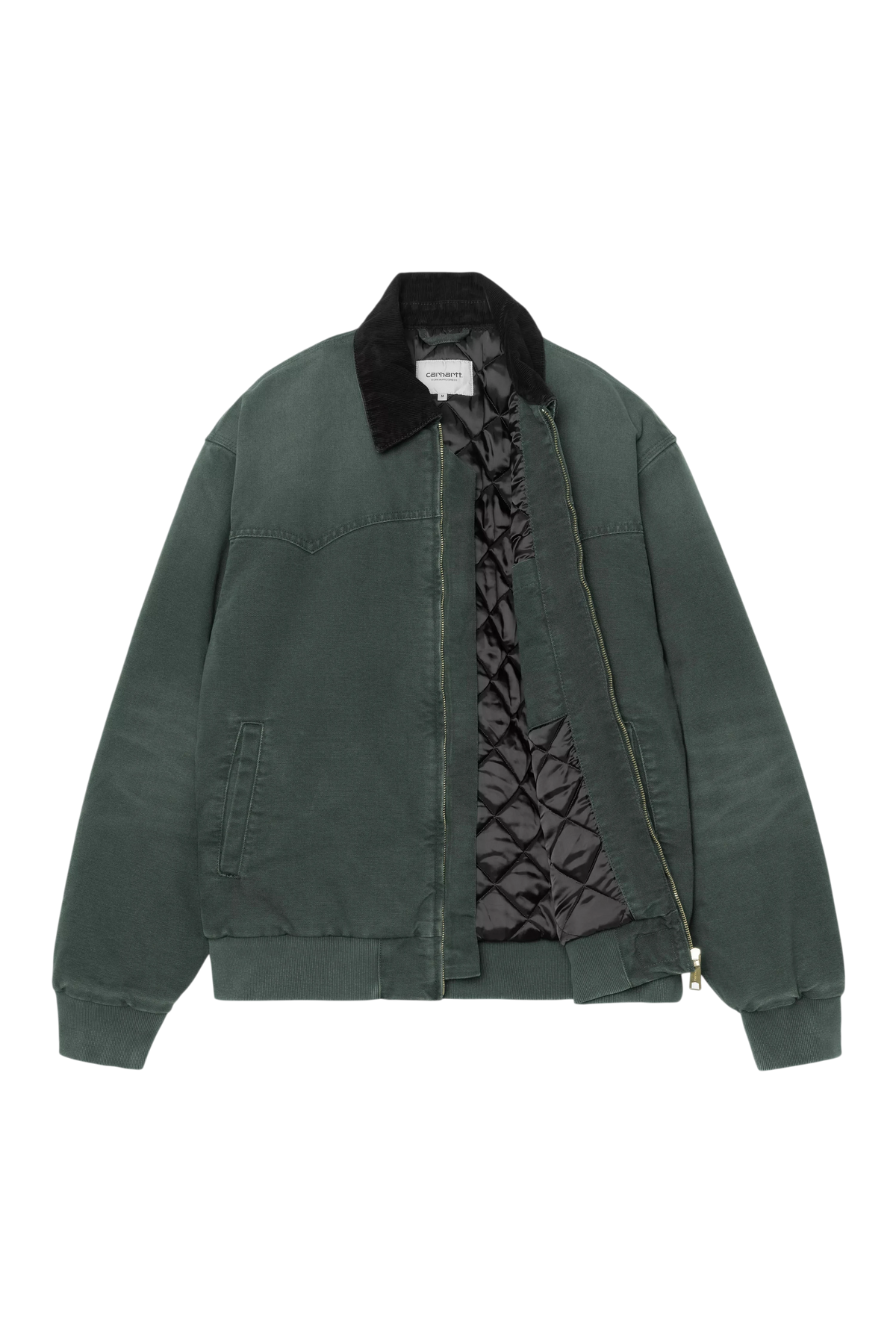 Giacca Blaze Shop Carhartt WIP OG Santa Fe in tela di cotone verde scuro con colletto in velluto a coste nero