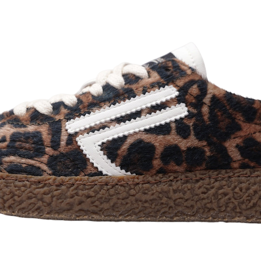 Sneaker Blaze Shop PURAAI XS Savana in cavallino leopardato con logo bianco laterale e suola color cioccolato