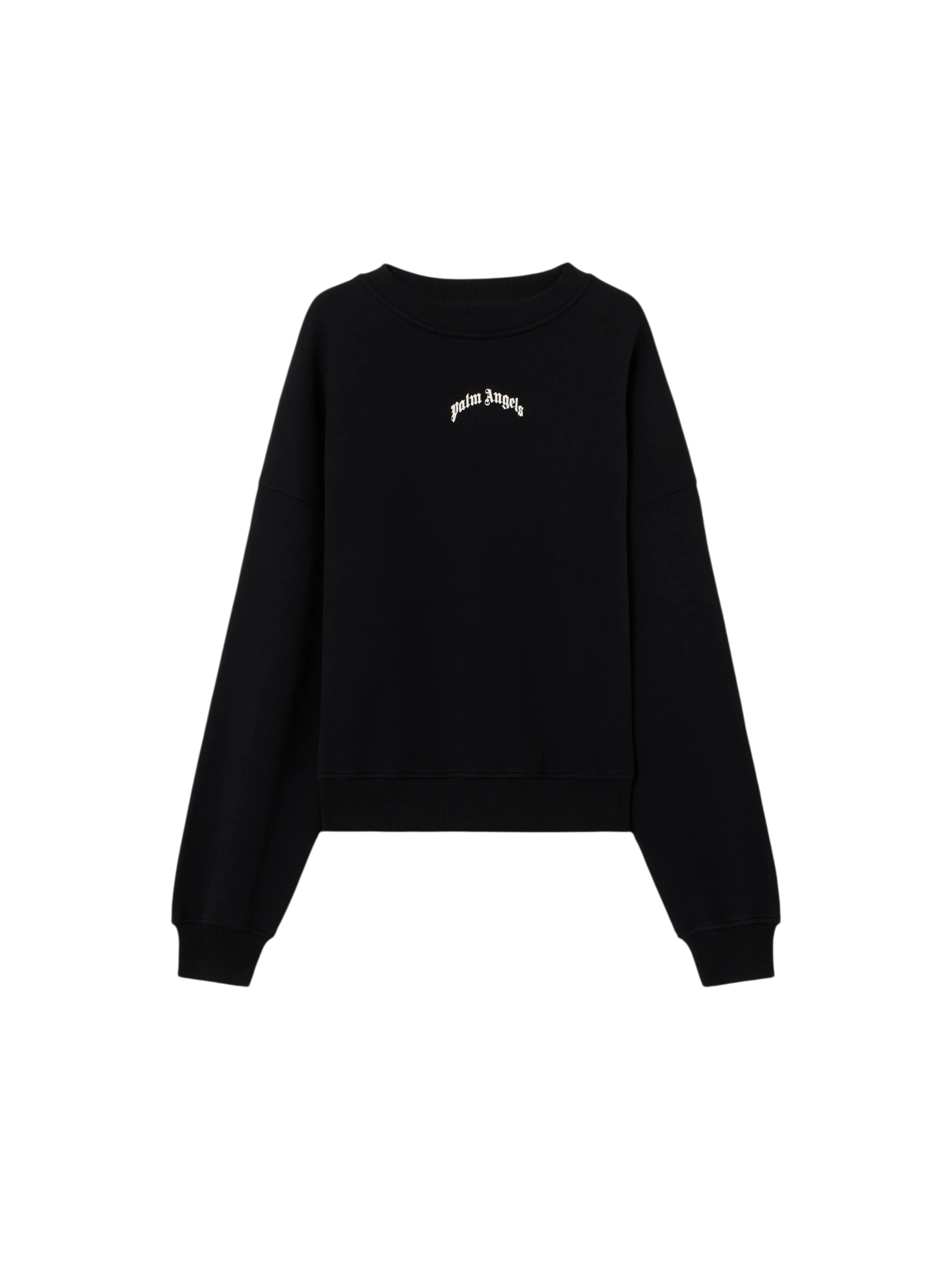 PALM ANGELS Back Curved Logo Loose Sweatshirt Black Off White
