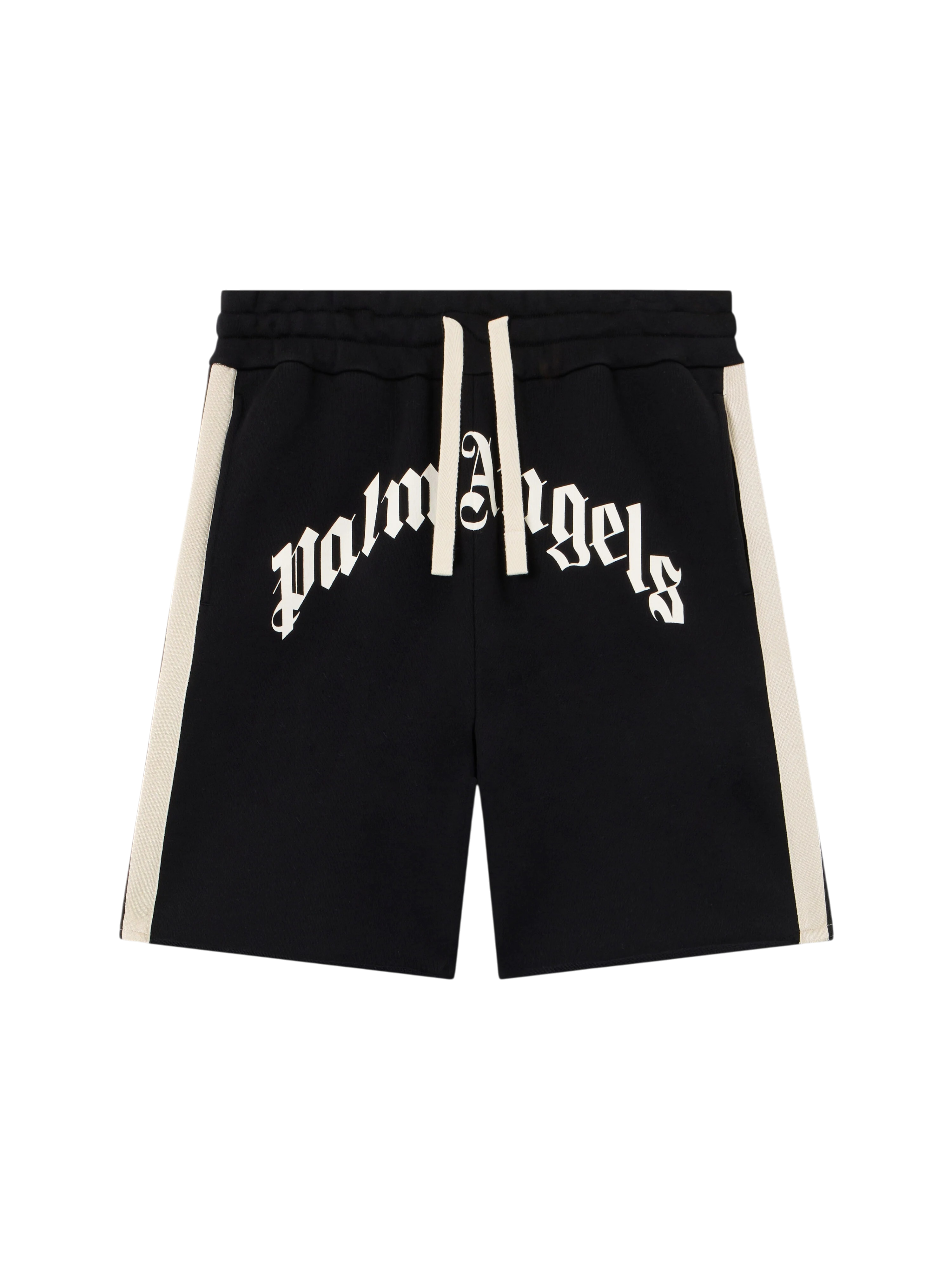 PALM ANGELS Curved Logo Track Sweatshorts Black Off White