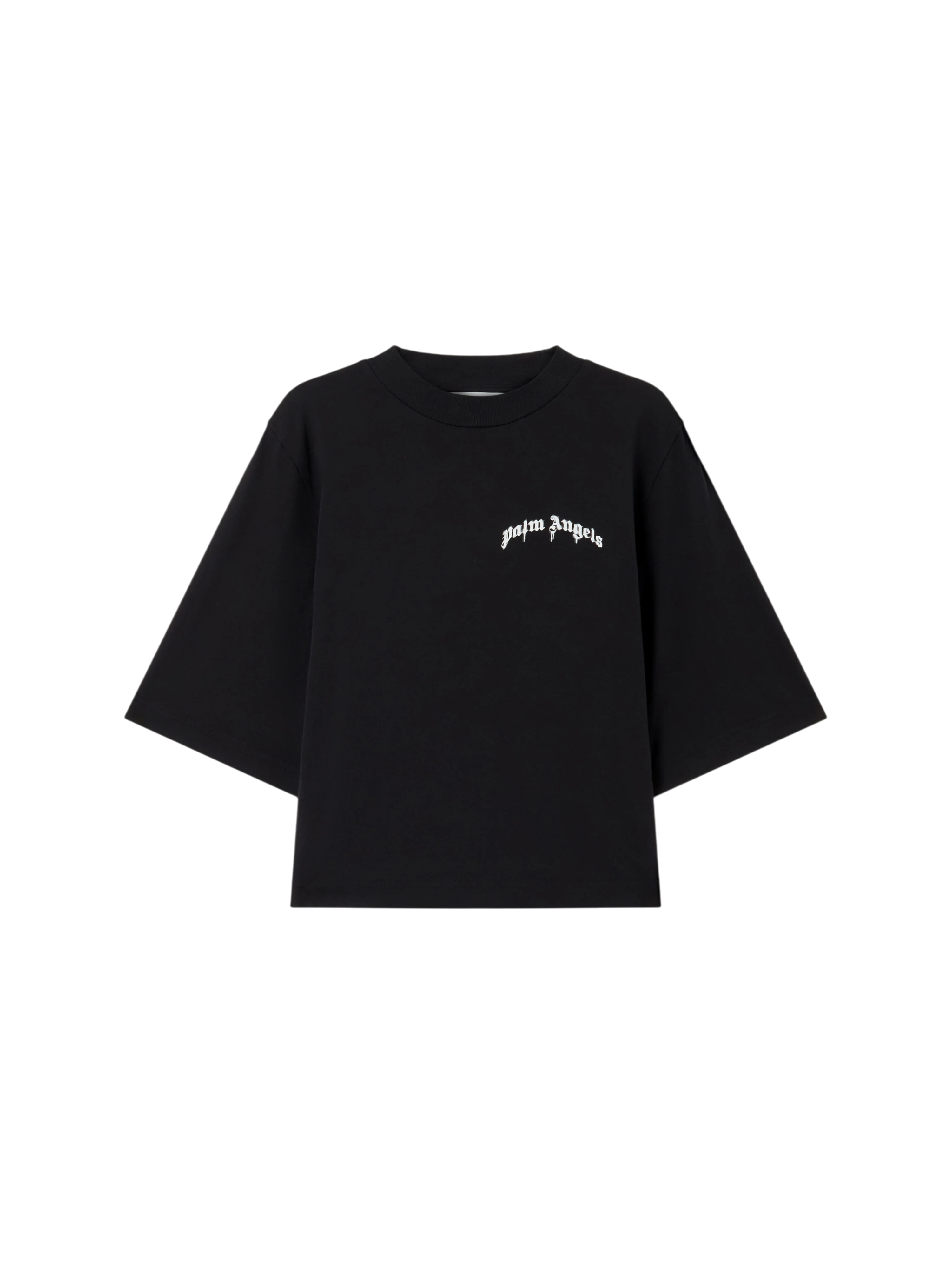 PALM ANGELS Mini Curved Logo Boxy T-Shirt Black Off White