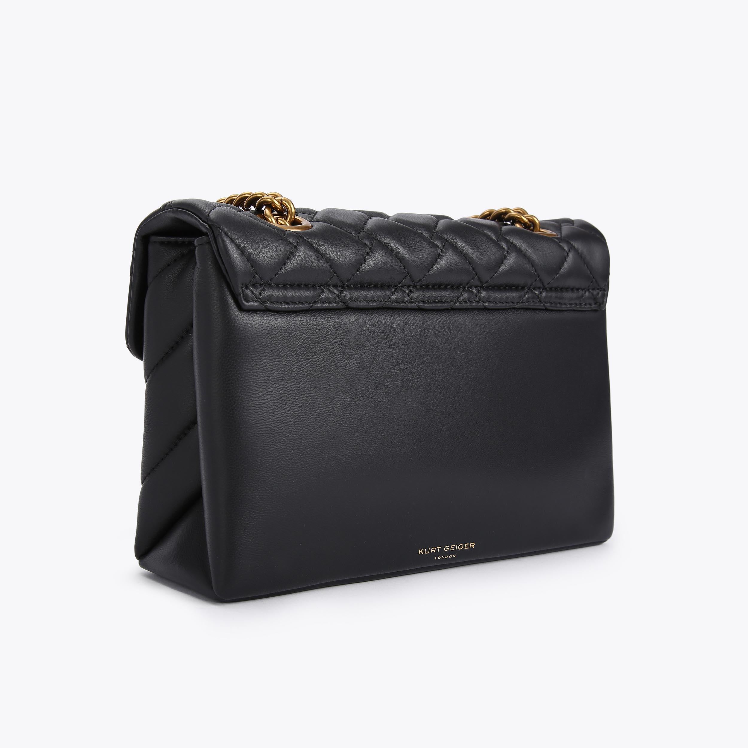 KURT GEIGER Borsa Kensington in pelle nera con catena dorata 