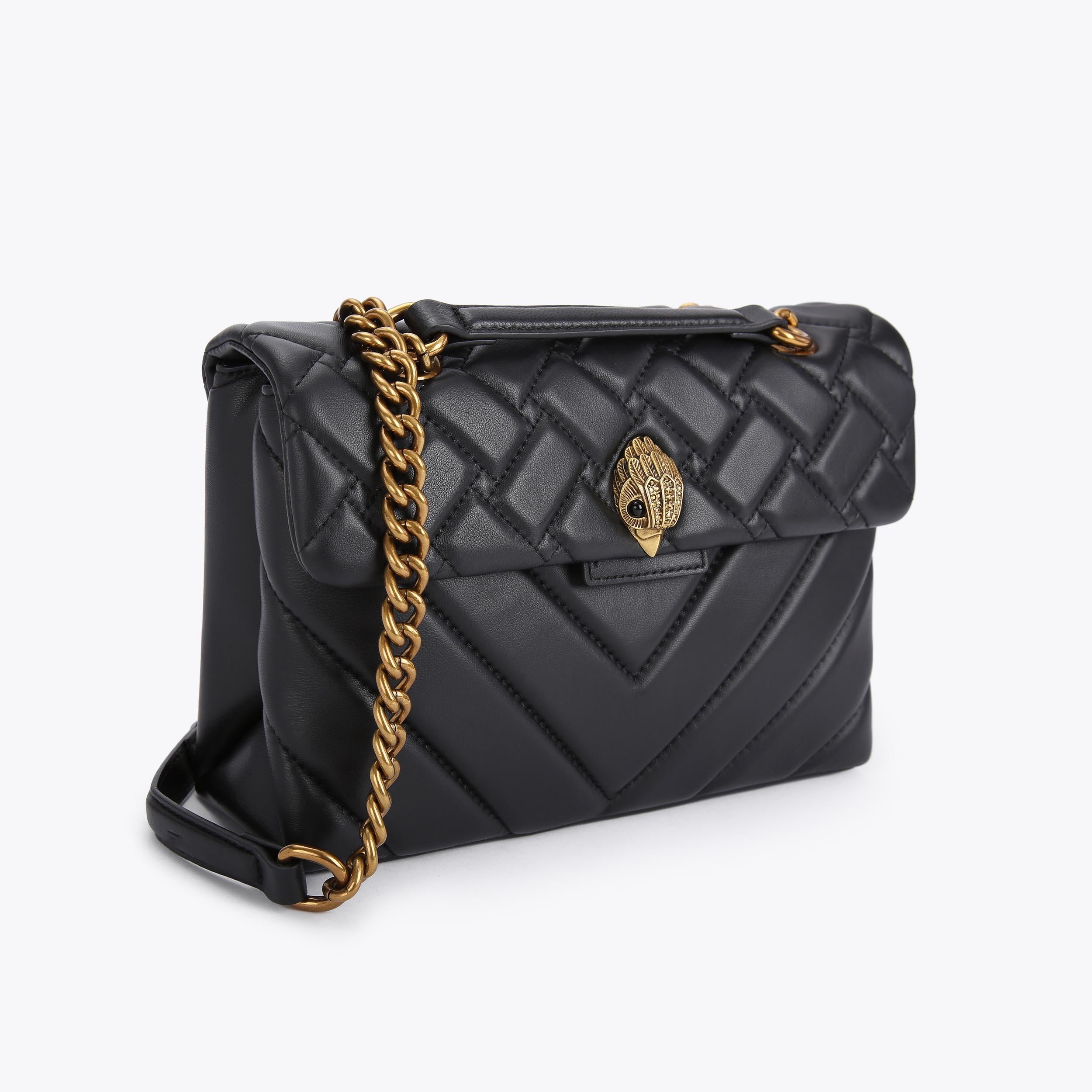 KURT GEIGER Borsa Kensington in pelle nera con catena dorata 