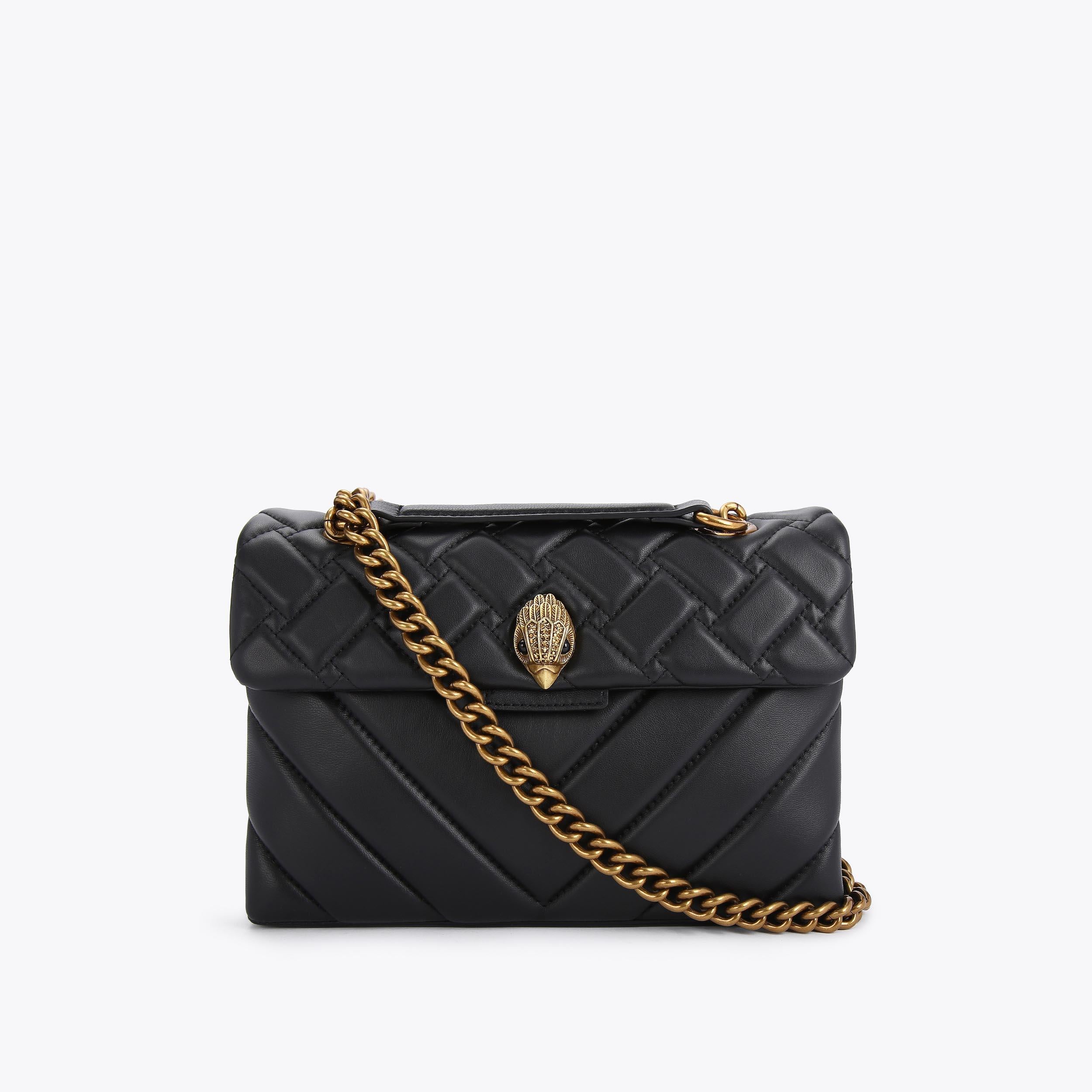KURT GEIGER Borsa Kensington in pelle nera con catena dorata 