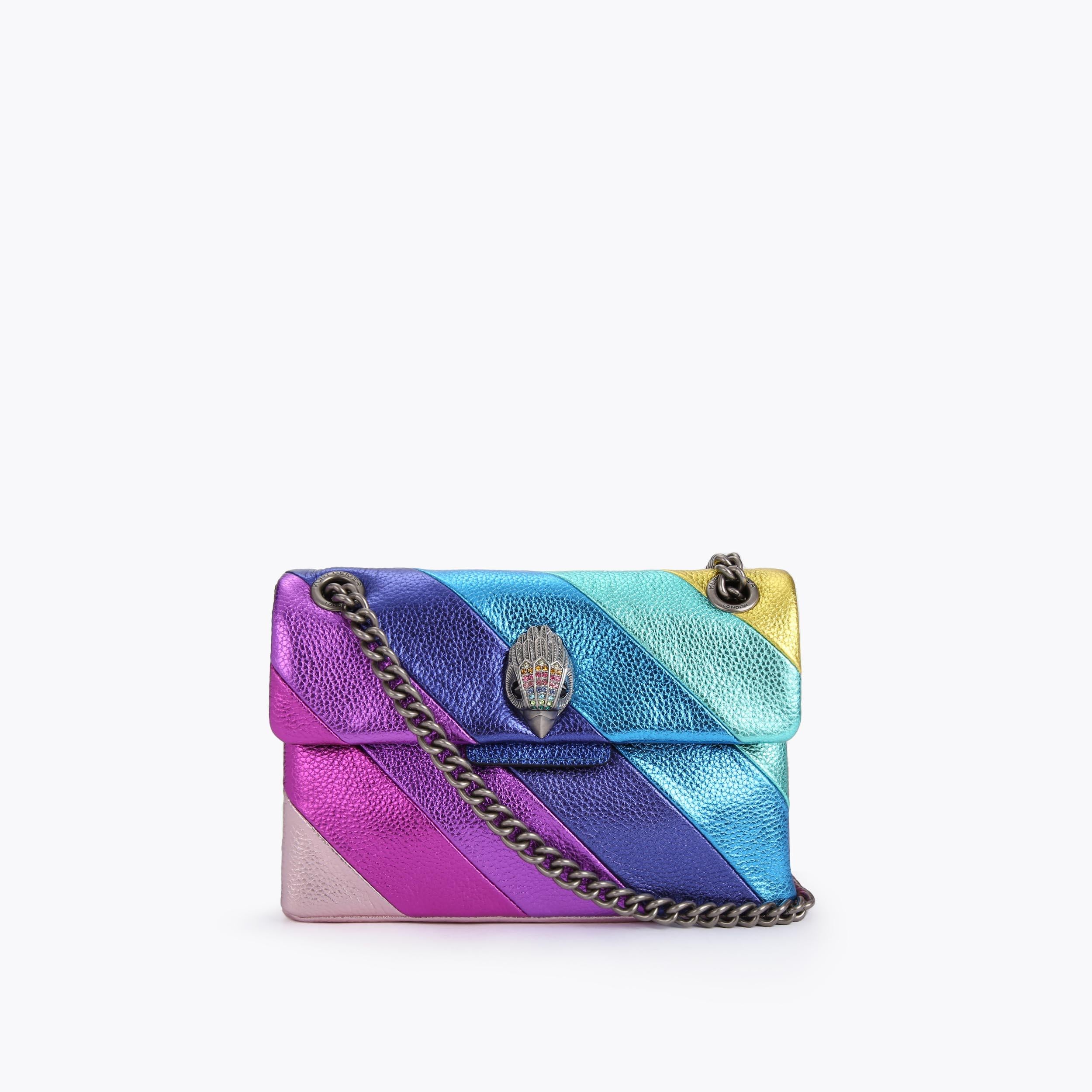 KURT GEIGER Borsa Kensington MINI in pelle multicolor con catena argentata 