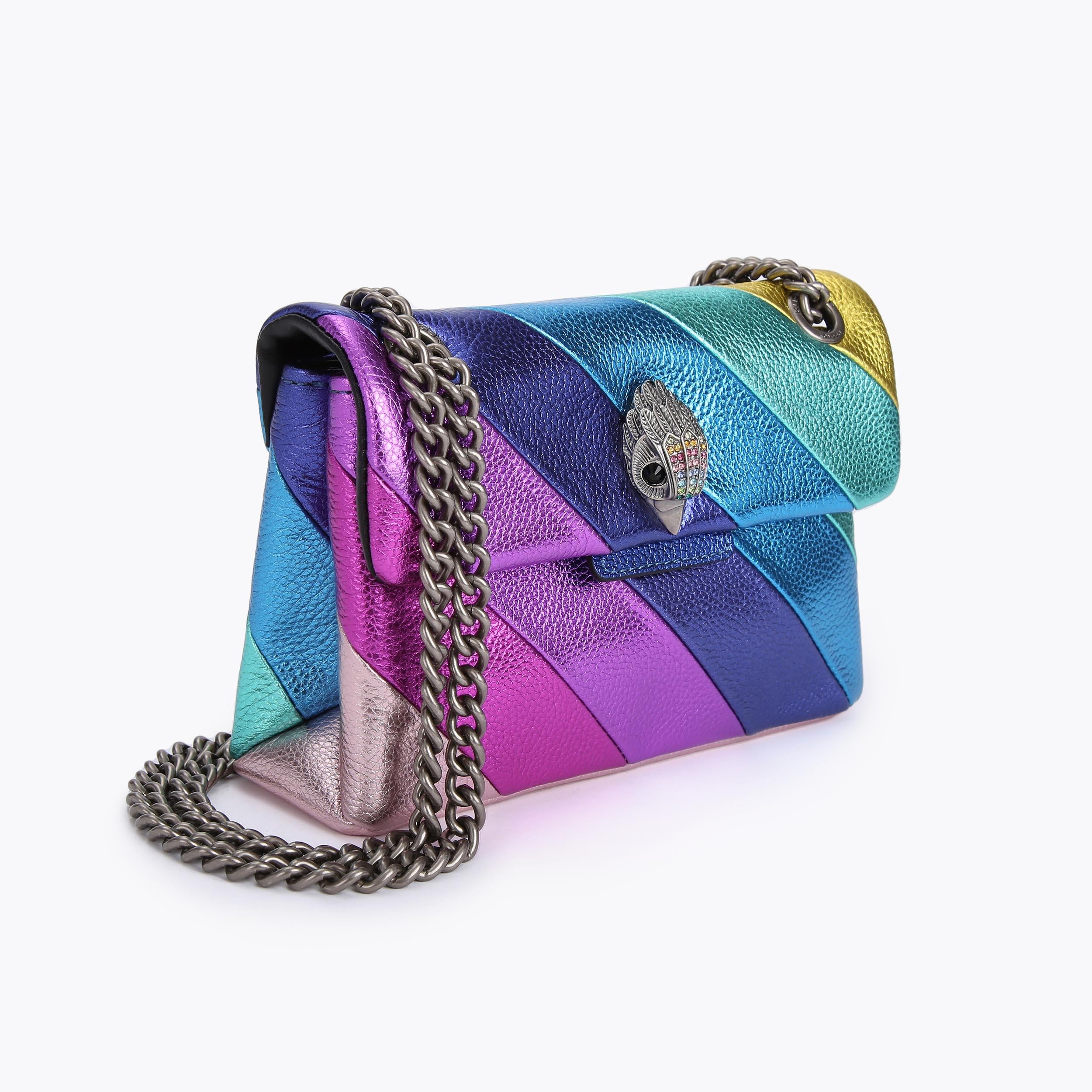 KURT GEIGER Borsa Kensington MINI in pelle multicolor con catena argentata 