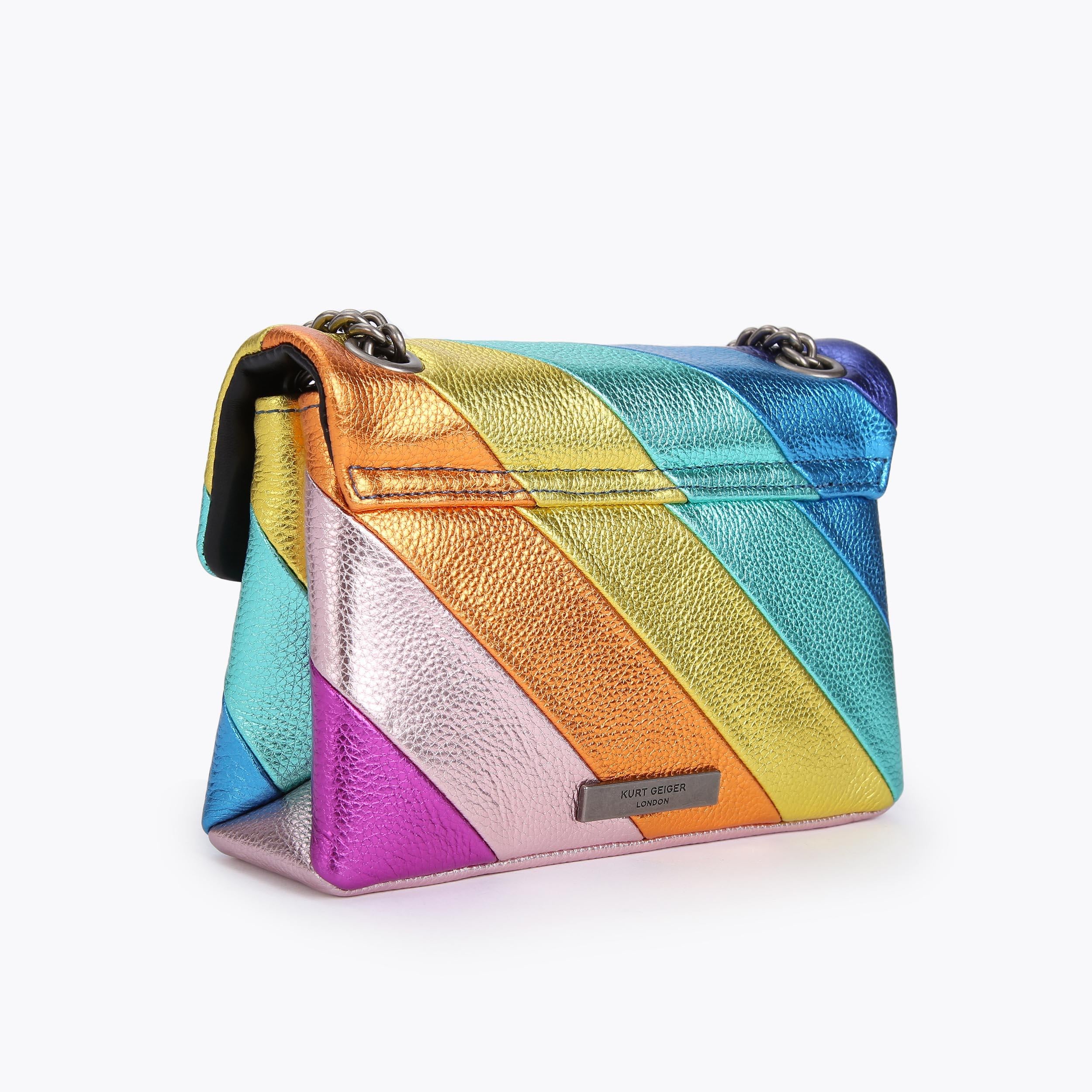 KURT GEIGER Borsa Kensington MINI in pelle multicolor con catena argentata 
