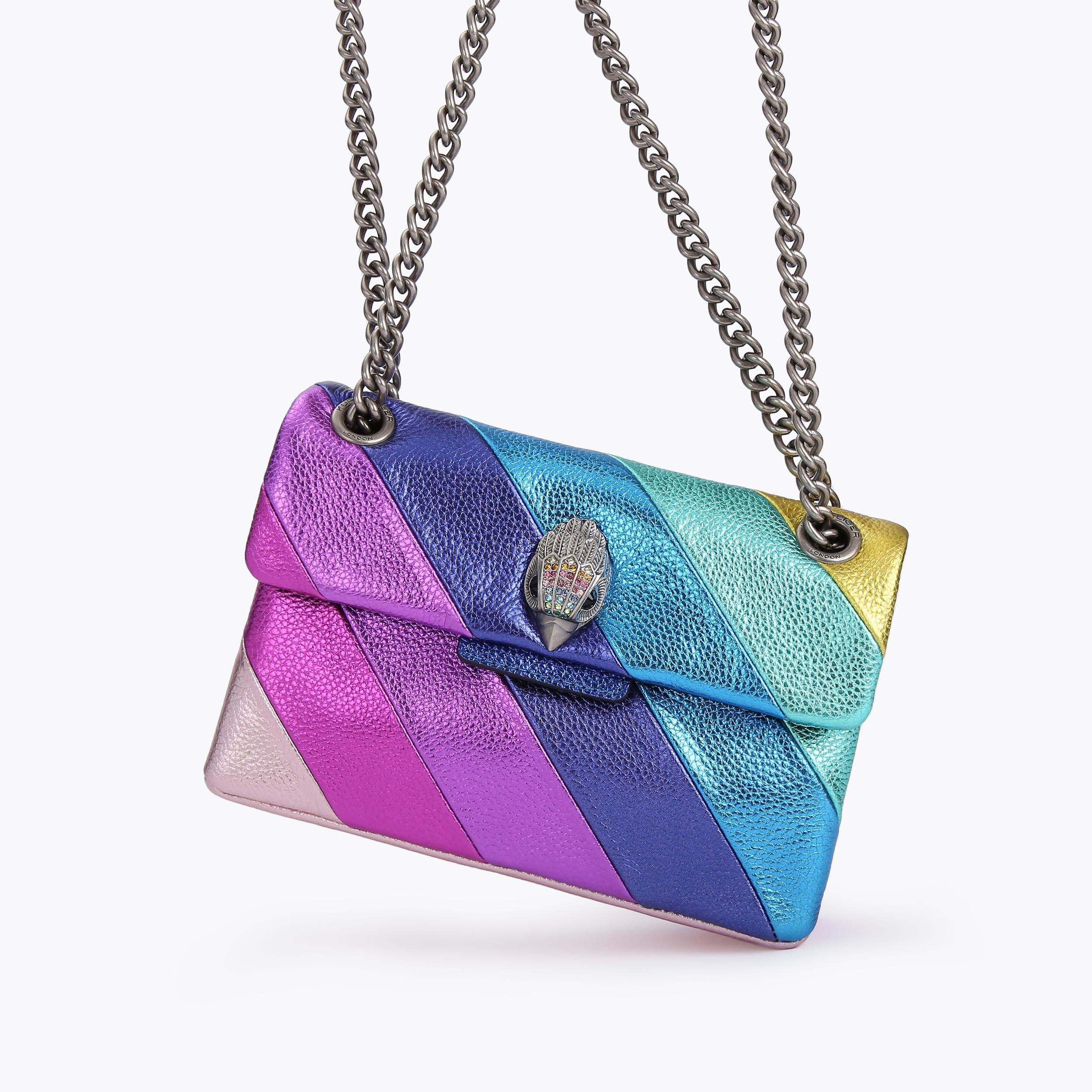 KURT GEIGER Borsa Kensington MINI in pelle multicolor con catena argentata 