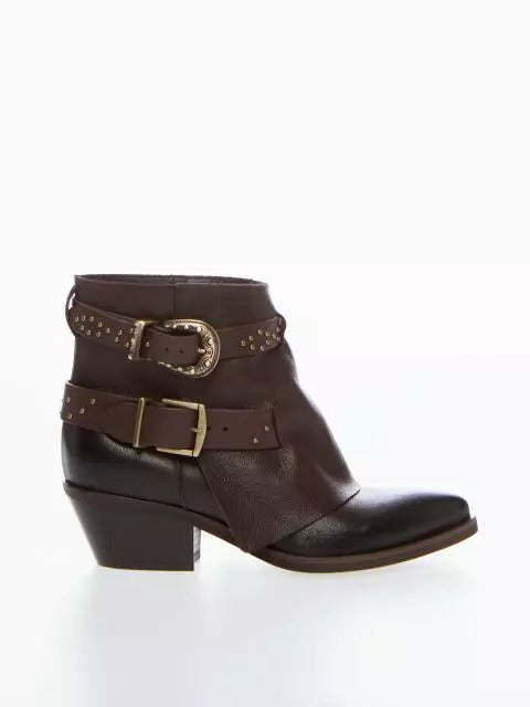 OvyÃ© Texano tronchetto in pelle marrone