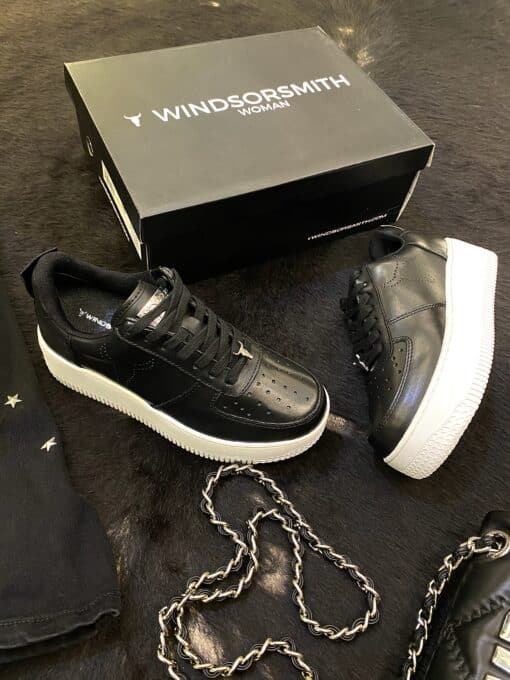 WINDSORSMITH RACERR Black White leather