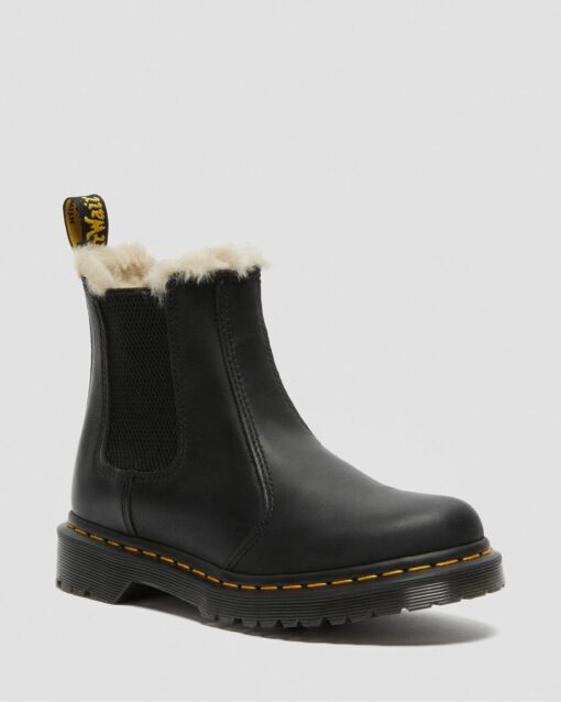 DR MARTENS STIVALETTI CHELSEA DI PELLE CON RIVESTIMENTO IN PELLICCIA 2976 LEONORE