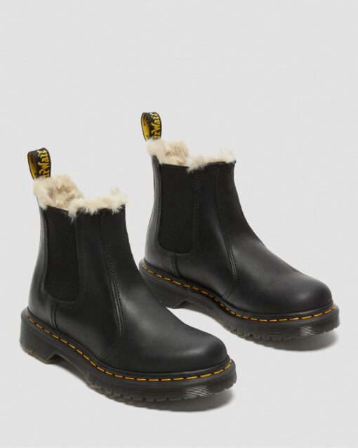 DR MARTENS STIVALETTI CHELSEA DI PELLE CON RIVESTIMENTO IN PELLICCIA 2976 LEONORE