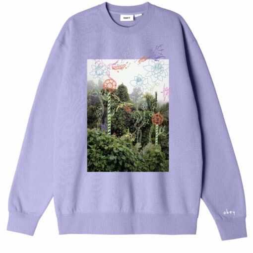 OBEY JUNGLE DOODLES HEAVYWEIGHT CREWNECK digital lavender
