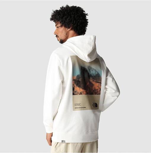 THE NORTH FACE FELPA CAPPUCCIO GRAPHIC uomo gardenia white