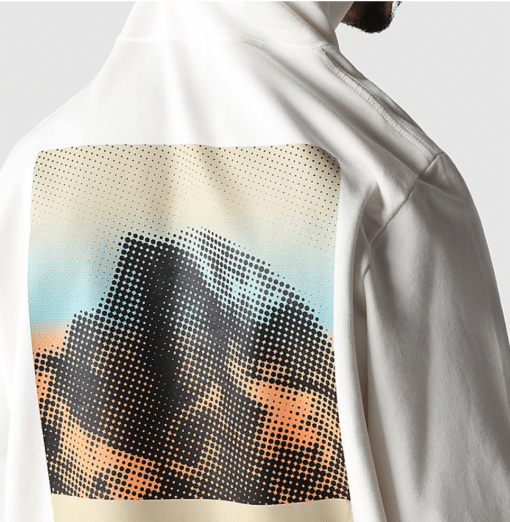 THE NORTH FACE FELPA CAPPUCCIO GRAPHIC uomo gardenia white