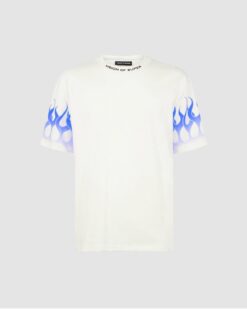 VISION OF SUPER T-Shirt Bianca Con Fiamme Blu