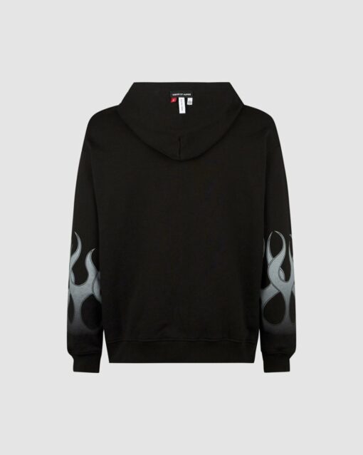 VISION OF SUPER Felpa Cappuccio Nera Con Fiamme Grigie