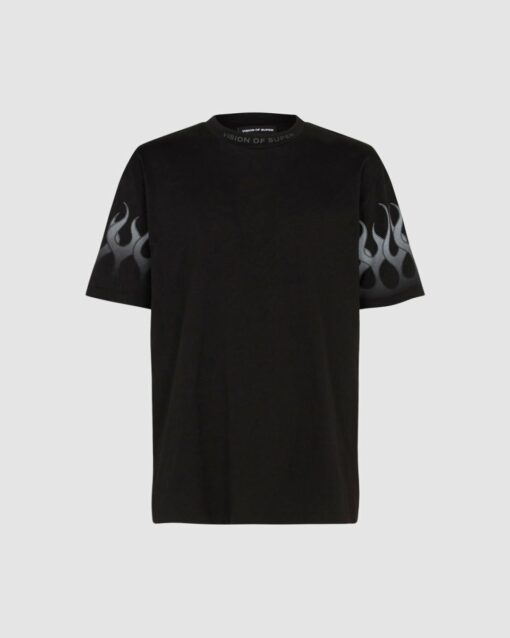 VISION OF SUPER T-Shirt Nera Con Fiamme Grigie