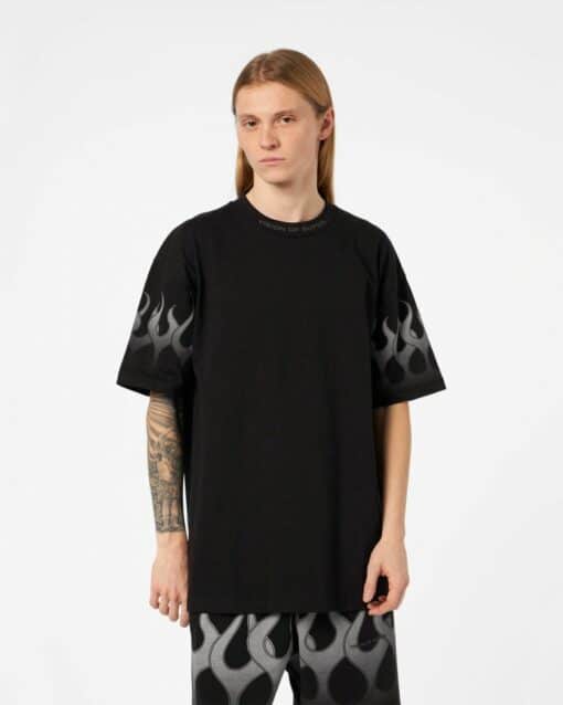 VISION OF SUPER T-Shirt Nera Con Fiamme Grigie