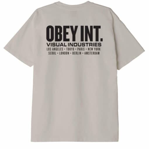 OBEY INT. VISUAL INDUSTRIES HEAVYWEIGHT T-SHIRT Silver Grey