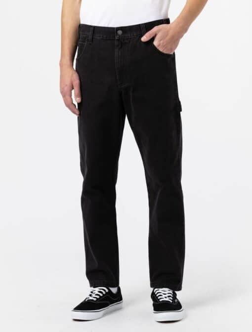 DICKIES Pantaloni da Carpentiere in Tela di Cotone Nero slavato