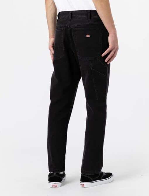 DICKIES Pantaloni da Carpentiere in Tela di Cotone Nero slavato