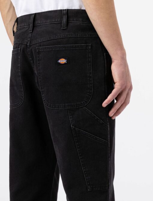 DICKIES Pantaloni da Carpentiere in Tela di Cotone Nero slavato