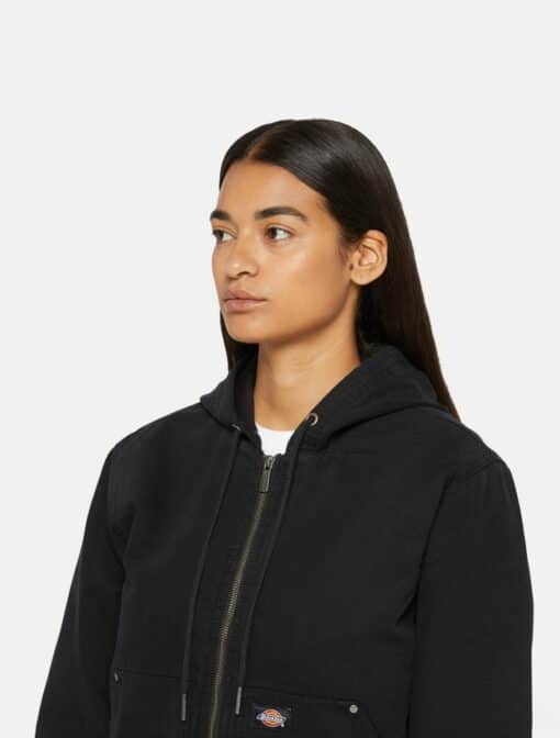 DICKIES Giacca In Tela Di Cotone Foderata Nero Slavato
