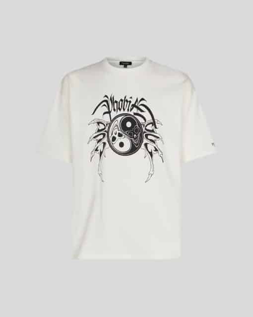 PHOBIA BLACK T-SHIRT WITH YIN AND YANG WHITE PRINT