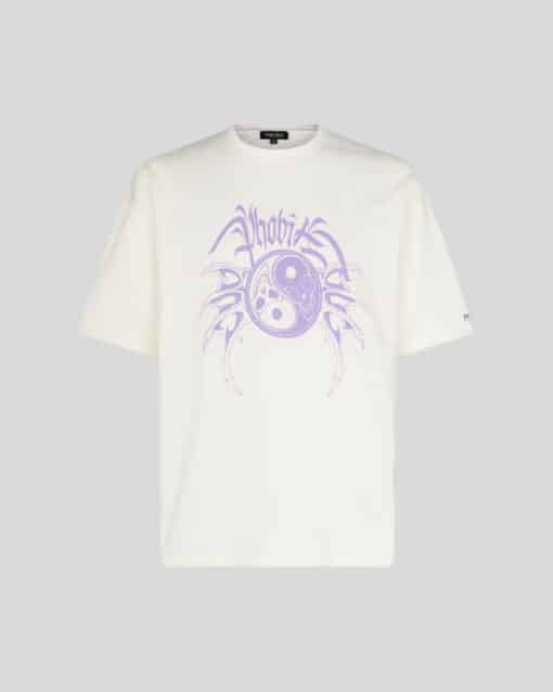PHOBIA WHITE T-SHIRT WITH LILAC YIN&YANG PRINT