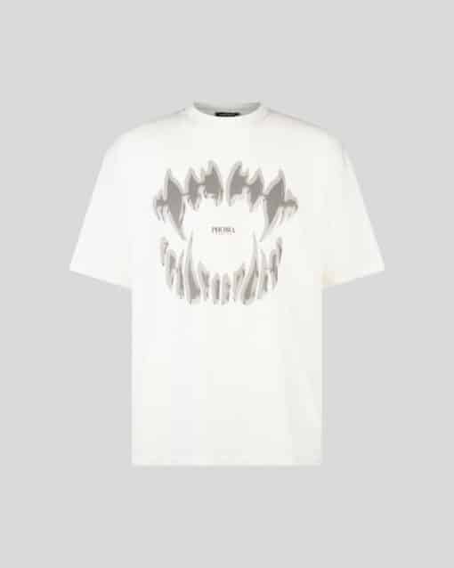 PHOBIA BLACK WHITE T-SHIRT WITH DEMON BITE GREY PRINT