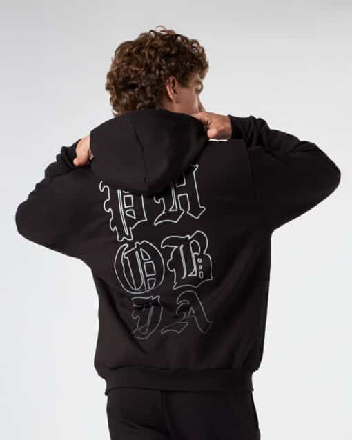 PHOBIA BLACK HOODIE WITH GREY DEMON BITE PRINT