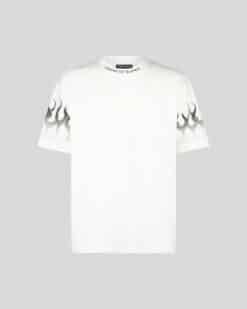 VISION OF SUPER WHITE T-SHIRT WITH GREY FLAMES