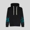 VISION OF SUPER BLACK HOODIE WITH GREEN FLAMES