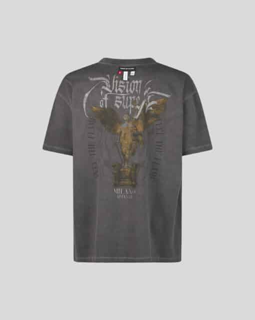 VISION OF SUPER GREY STONEWASHED T-SHIRT WITH ANGEL STATUE Graphics