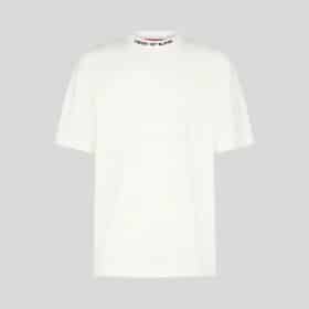 VISION OF SUPER WHITE T-SHIRT WITH WHITE EMBROIDERED FLAMES