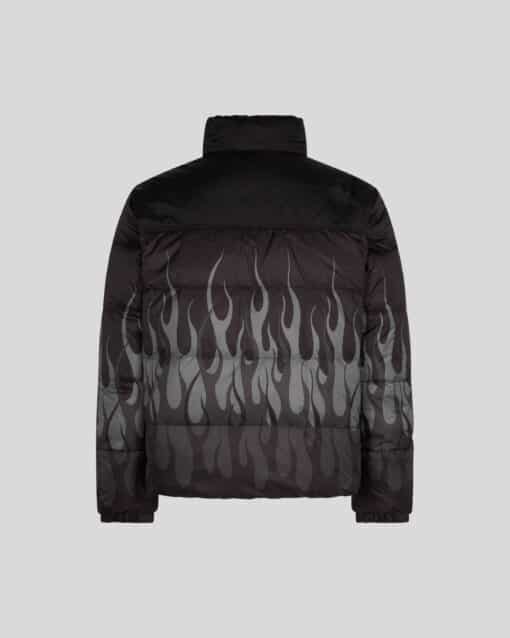 VISION OF SUPER BLACK PUFFER JACKET WITH BLACK TRIPLE FLAMES