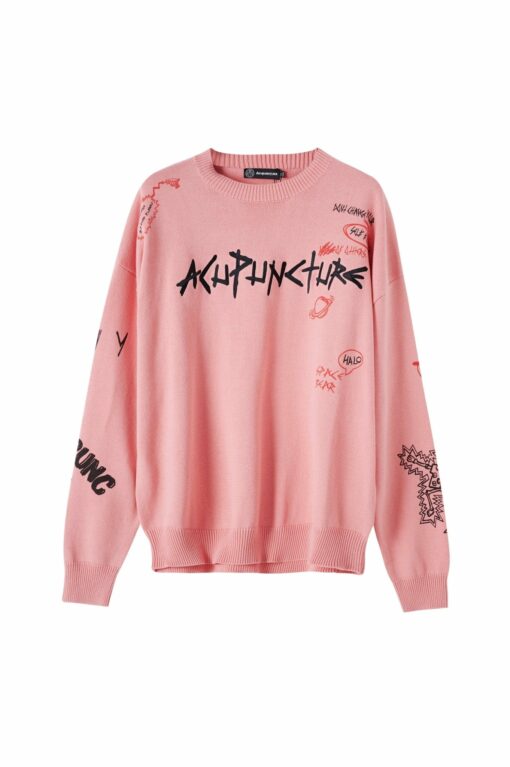 ACUPUNCTURE GRAFFITI LOGO SWEATER Pink