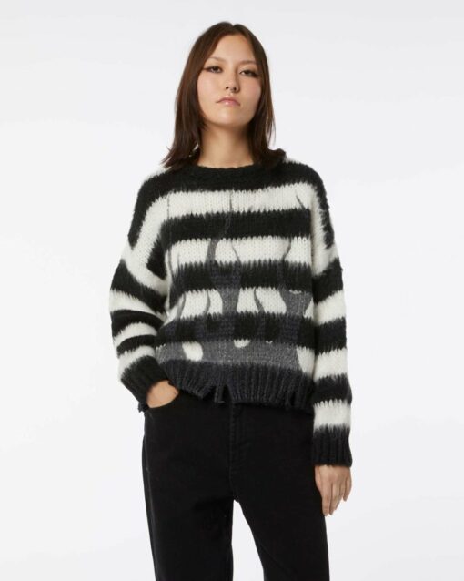VISION OF SUPER Maglia Righe Nero Fiamma Nera
