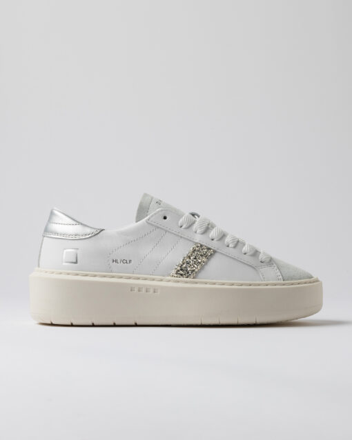D.A.T.E. HILL LOW PLATFORM CALF White Silver