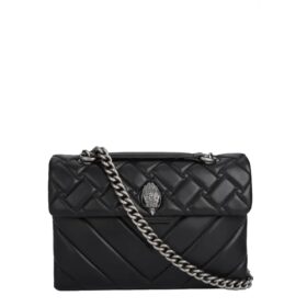 KURT GEIGER Kensington Bag in pelle nera con catena argentata