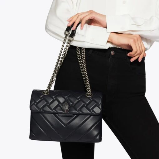 KURT GEIGER Kensington Bag in pelle nera con catena argentata